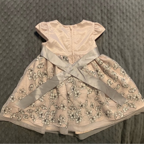 Bonnie Baby Dusty Pink and Silver Embroidered Gown  in 12M - Picture 2 of 3
